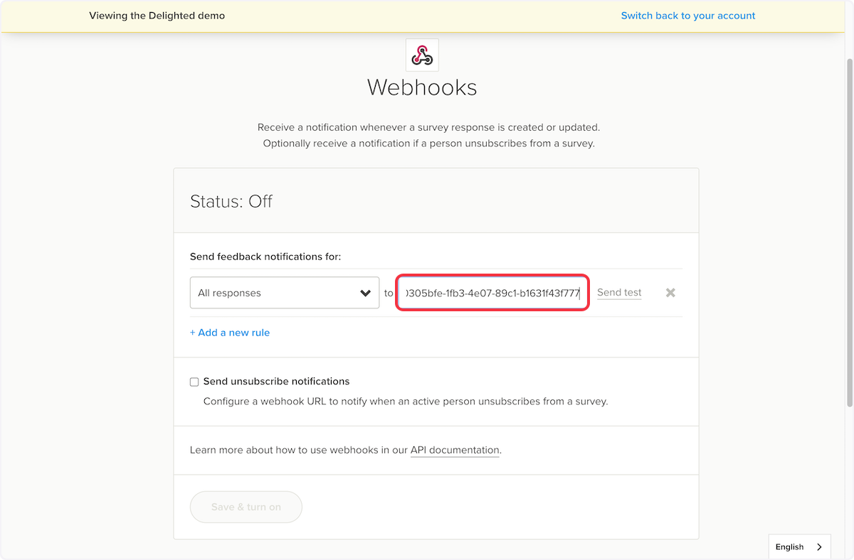 Copy the webhook URL & paste it into to Webhook URL field.