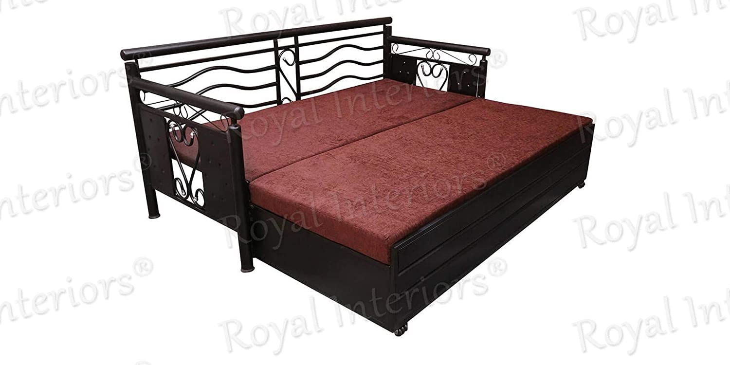Royal Interiors Metal Single Size Sofa Cum Bed With Storage