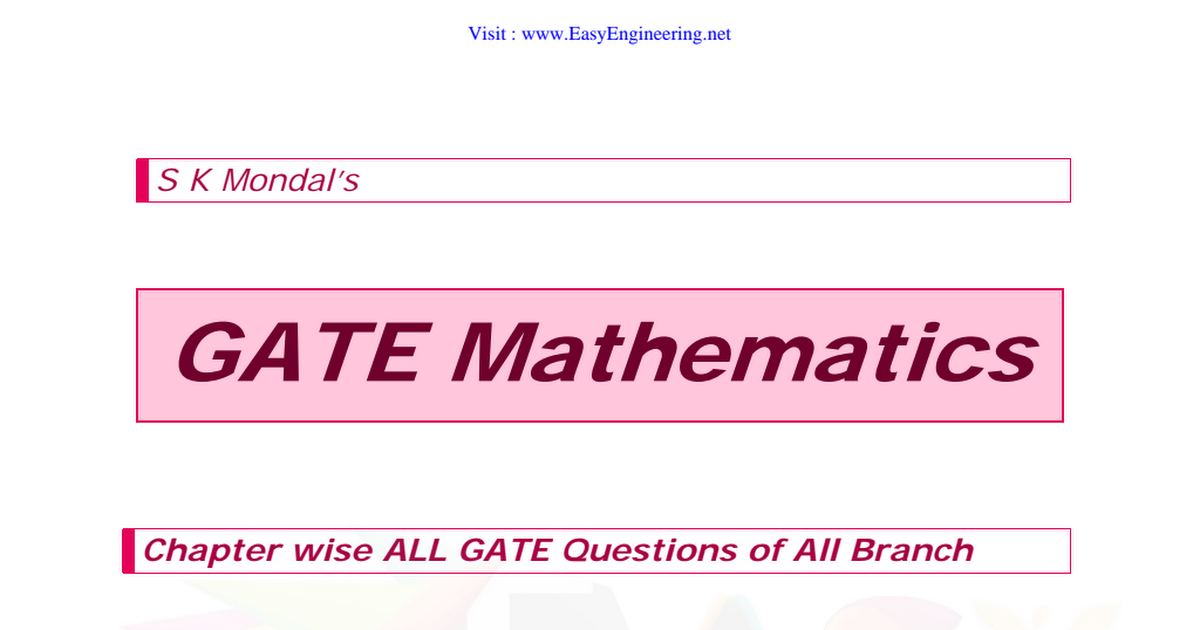 Gate mathematics questions all branch by s k mondal by easyengineering