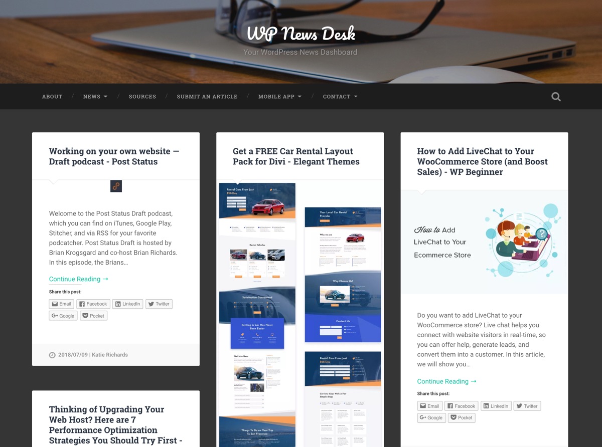 WP RSS Agregador: WPNewsDesk