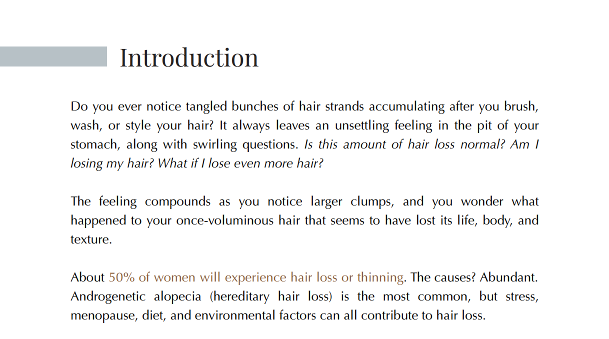 A screenshot of a branded beauty eBook shows how to Use eBooks for Marketing by starting off with an engaging introduction.