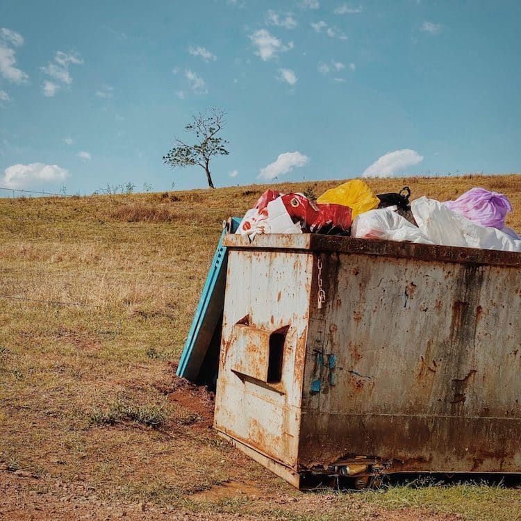 Open Trash Container in the Australian Countryside