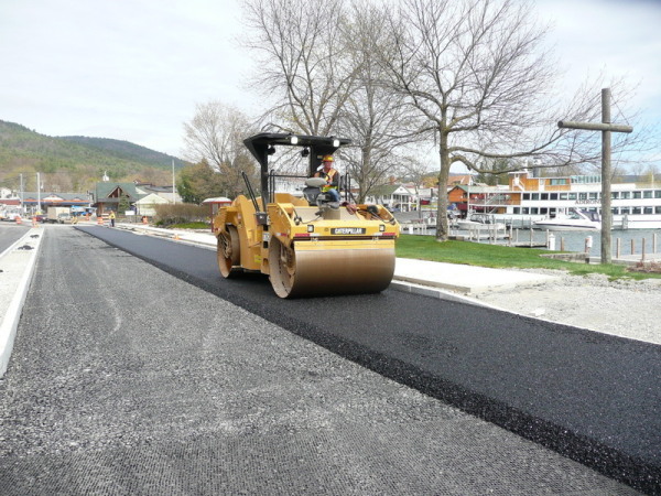 Porous pavement on Beach Road, Lake George, N.Y.