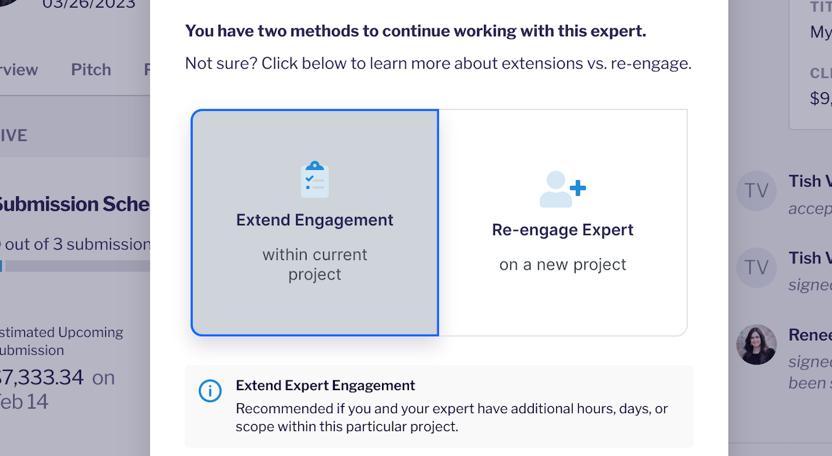 Click on Extend Engagement
