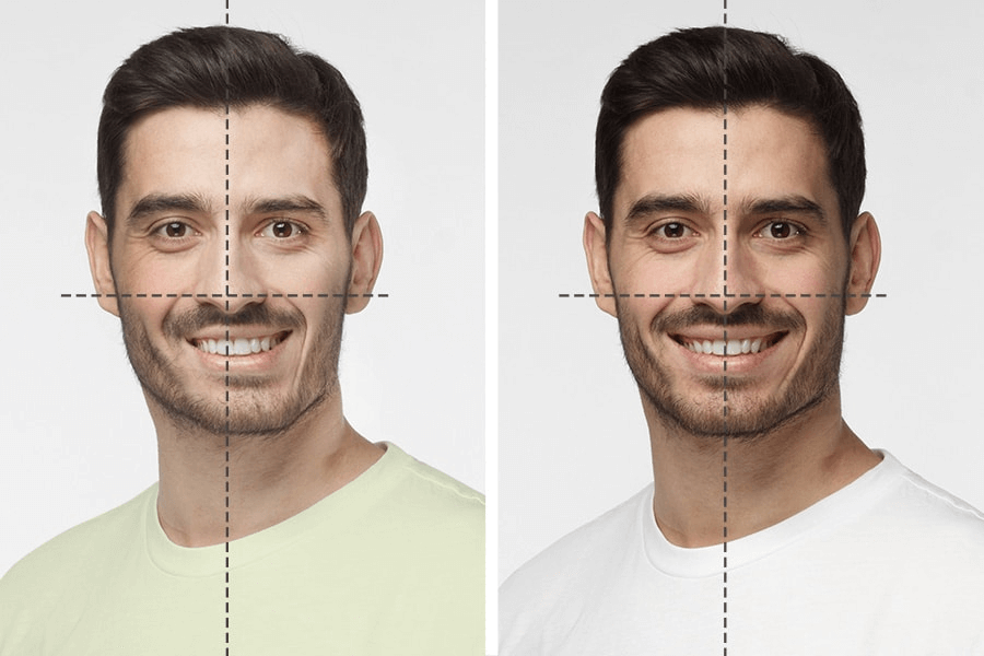 Arreglar asimetría facial editor de fotos | RetouchMe App