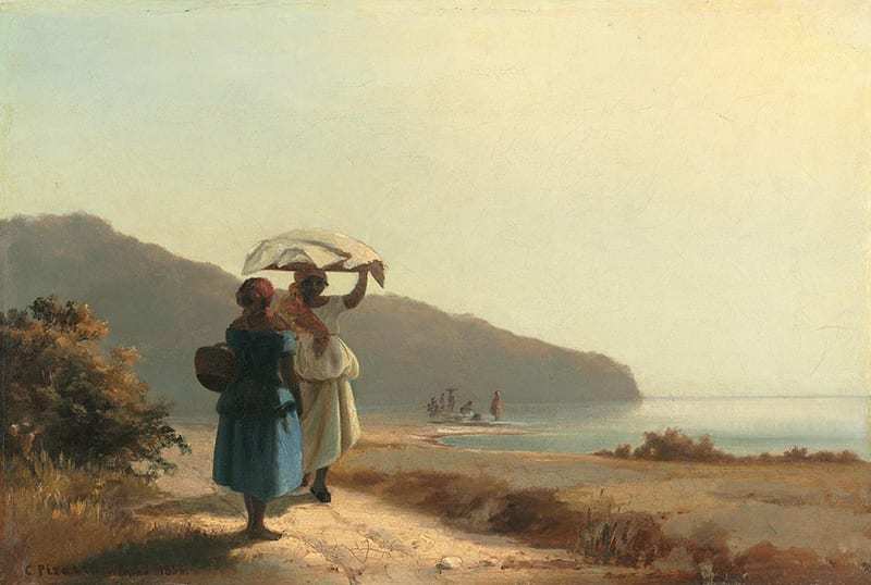 Two Women Chatting by the Sea, 1856