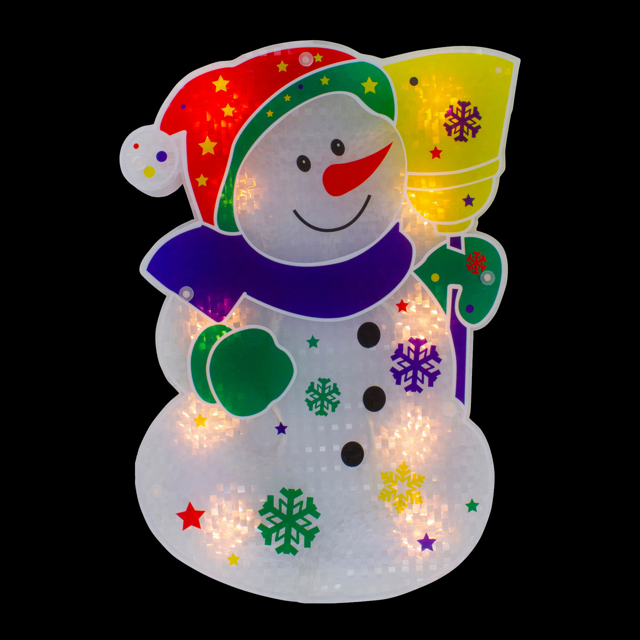 holographic snowman window decoration