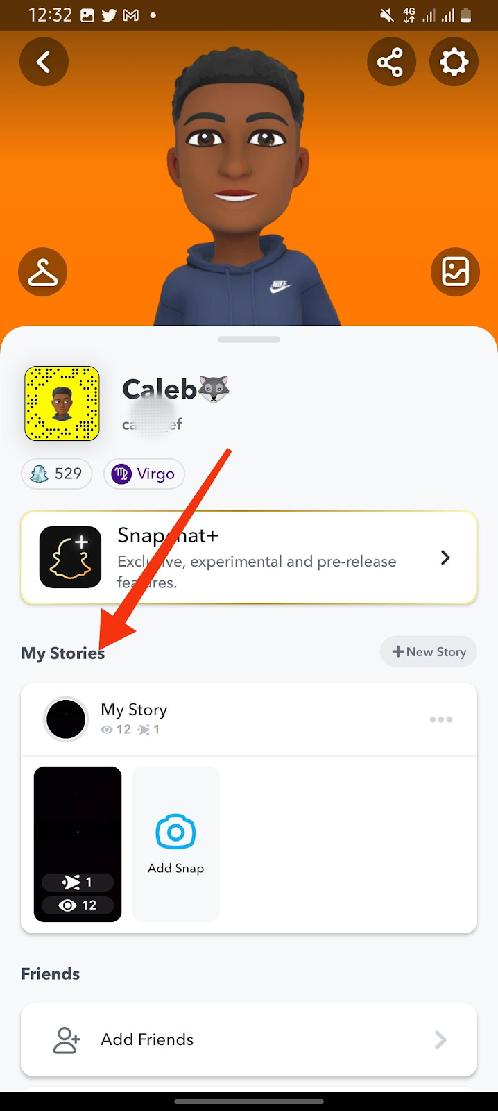 My Snapchat story screen