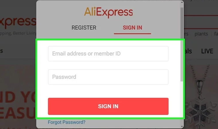 Step 1: Log into your account on AliExpress - DSers