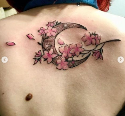 Cherry Blossom And Moon tattoo