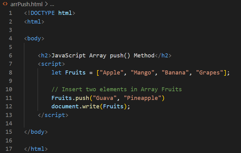 JavaScript push and pop