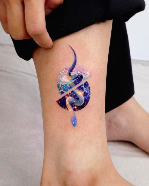 Wave And Snake Tattoo
