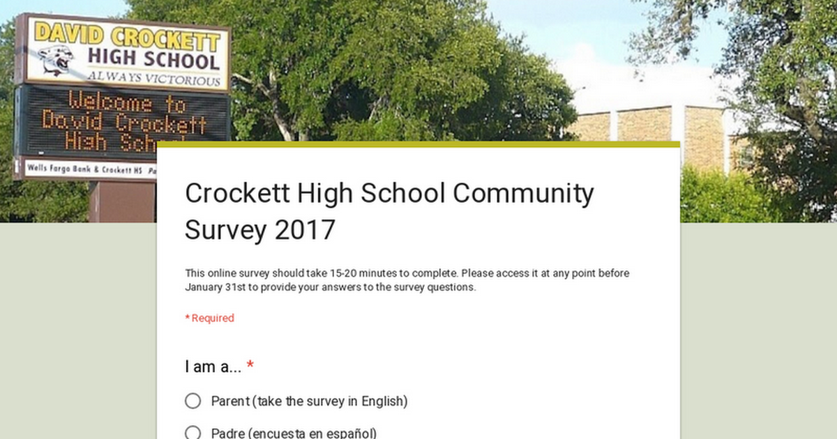 Crockett High School School Community Survey 2017