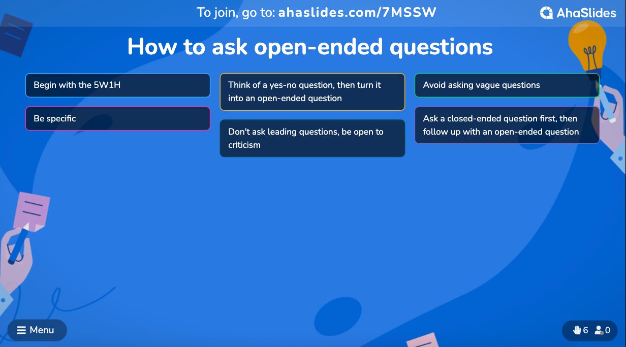 How to ask open-ended questions AhaSlides | survey response rate