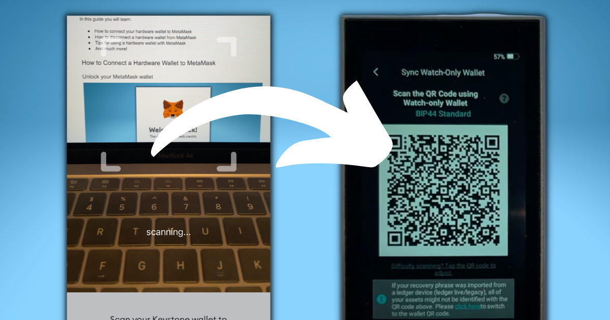 QR code to connect hardware wallet to MetaMask mobile.