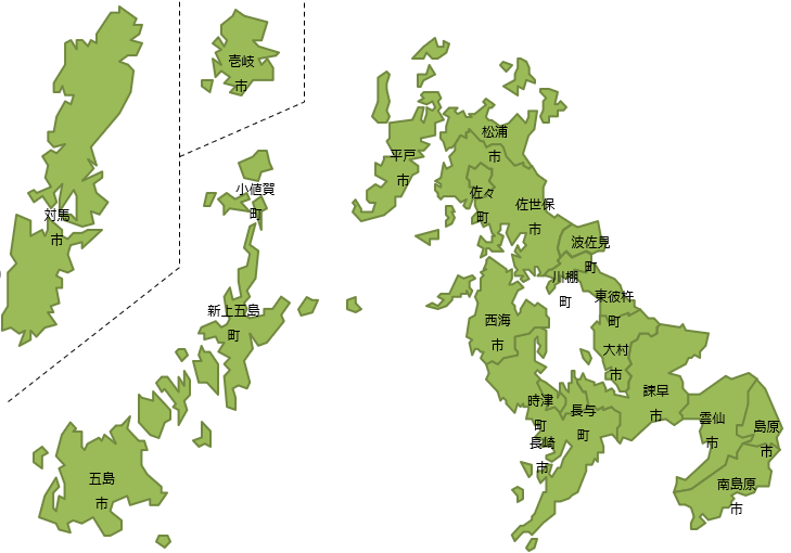 長崎県のエリアマップ