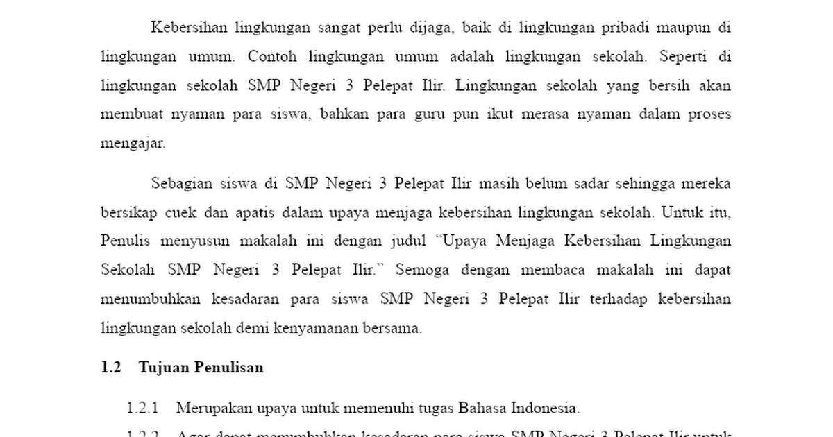 Contoh Proposal Tentang Kebersihan Lingkungan Sekolah ...