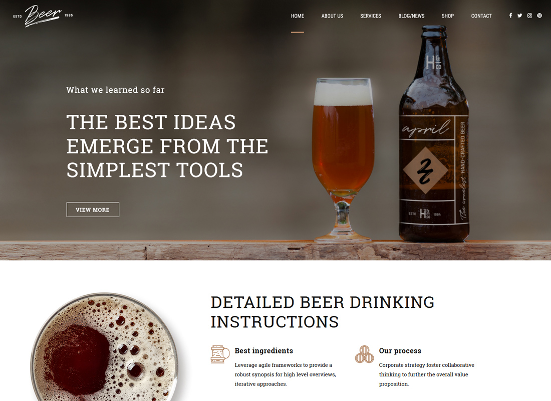 Craft Beer: tema de WordPress para cervecería o pub