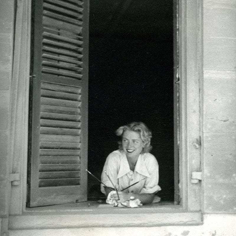 Abbott in her St. Croix studio in the early 50s
