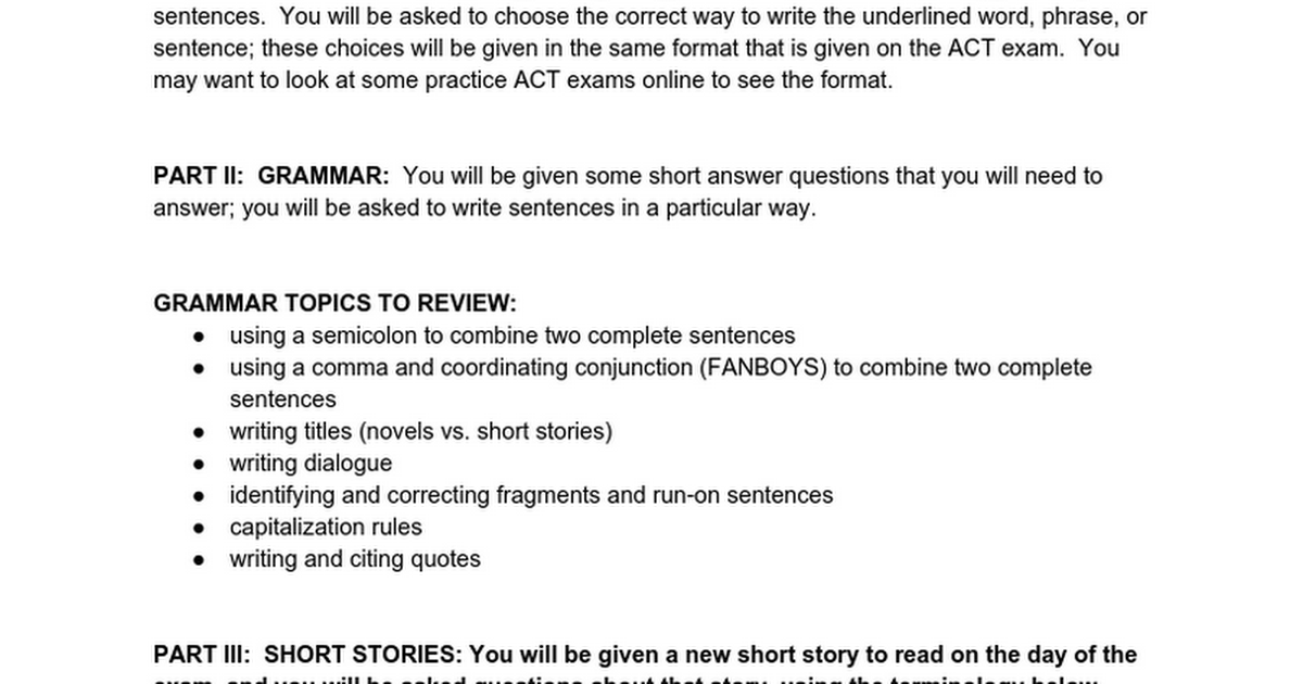 How to write good short stories for the exam