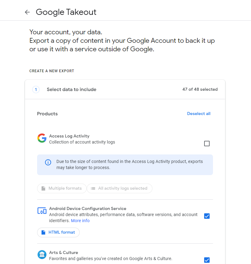 Google Takeout 