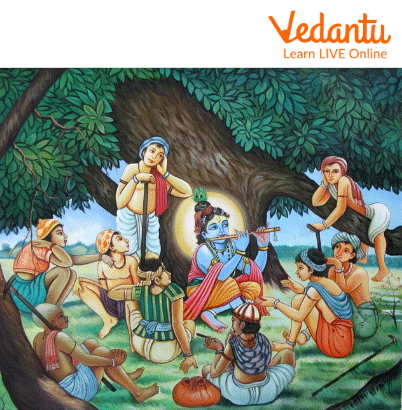 Krishna and his Friends Playing