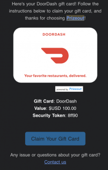 Correo de confirmación de Prizeout