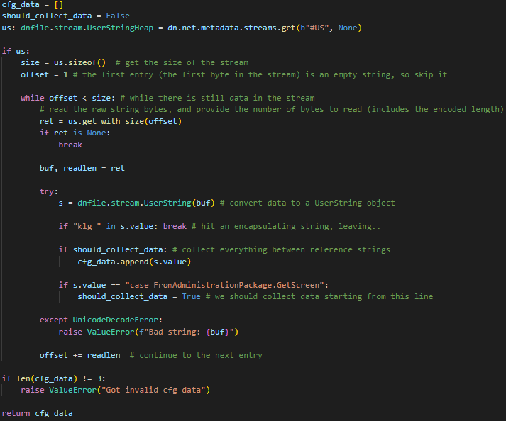 Encrypted data extraction algorithm written in Python
