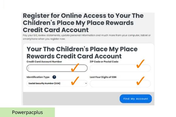 register a childrens place credit card account