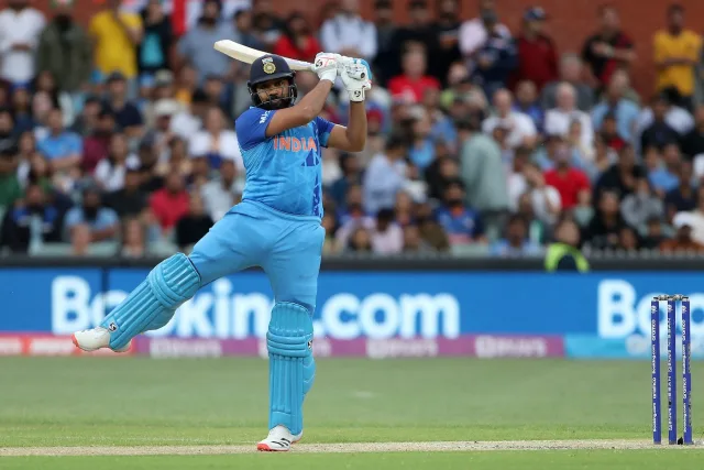 Rohit Sharma played a few aggressive shots, but couldn't get his scoring rate up