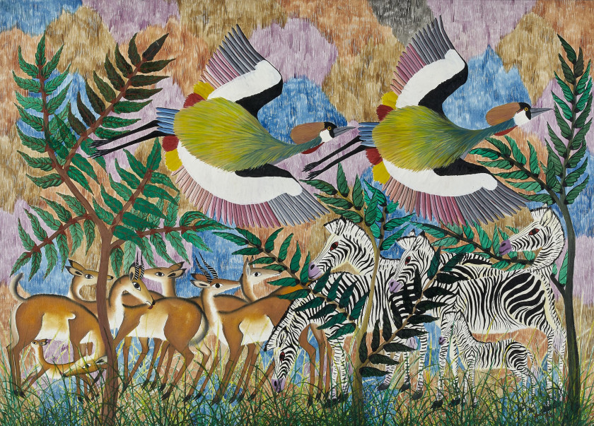 Image showing wild animals and birds sorrounded by plants