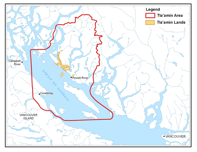 Image result for tla'amin nation map