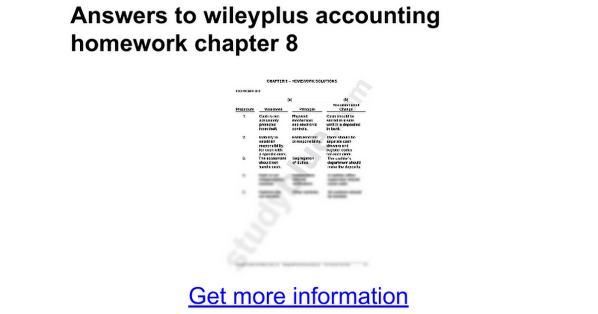 wileyplus chapter 8 homework answers