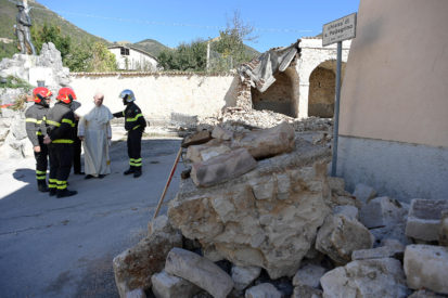 Pope Francis. Earthquake victims.