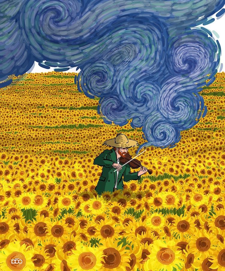 Comic Illustration About Vincent Van Gogh