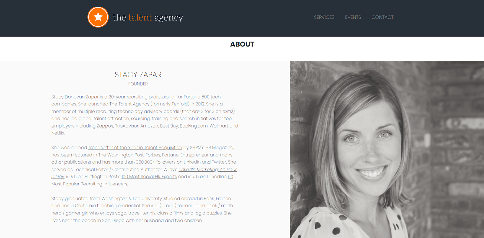 talent agency screenshot