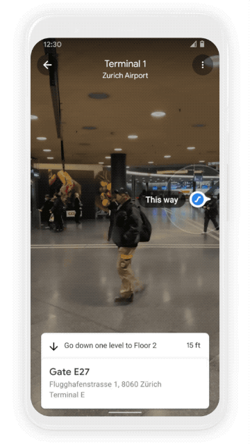 Utilisez Live View pour localiser l’étage où se trouve la boutique et pour vous guider à bon port, vous faisant gagner ainsi un temps précieux.