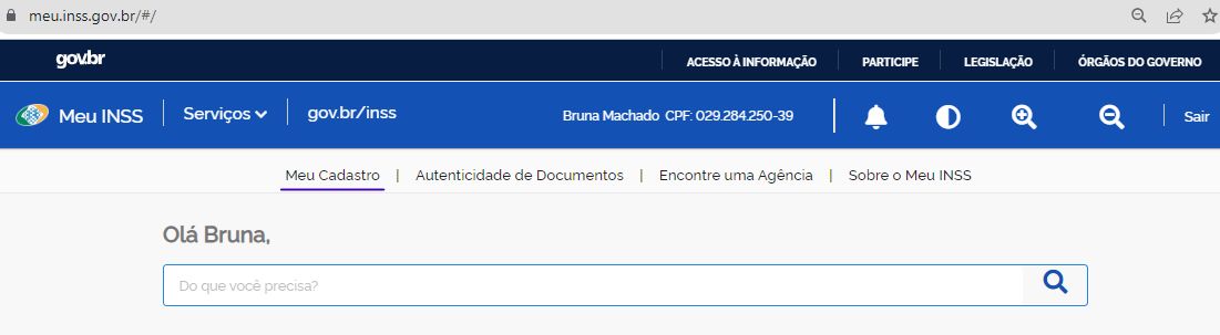 Meu cadastro no Meu INSS