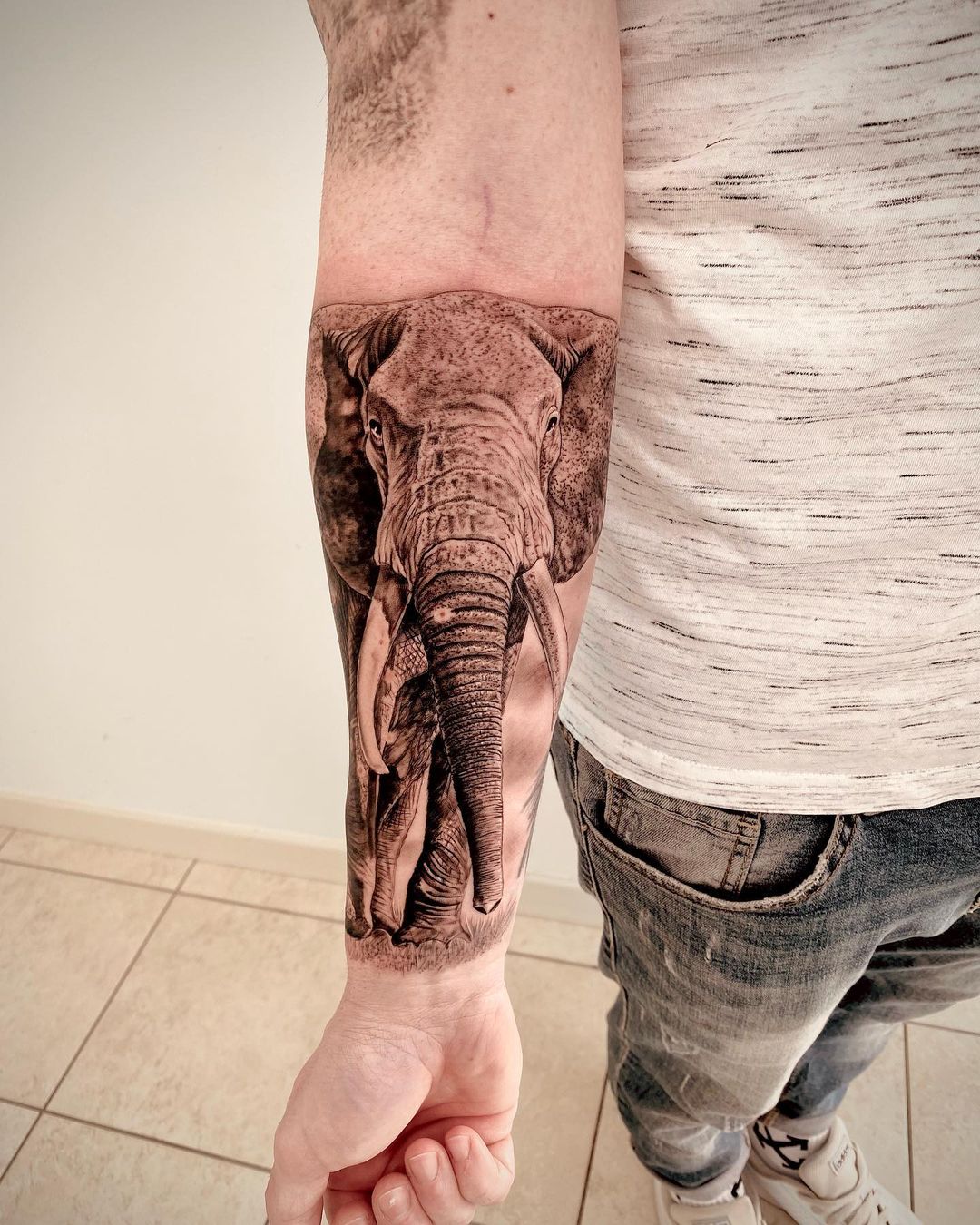 Huge African Elephant Tattoo
