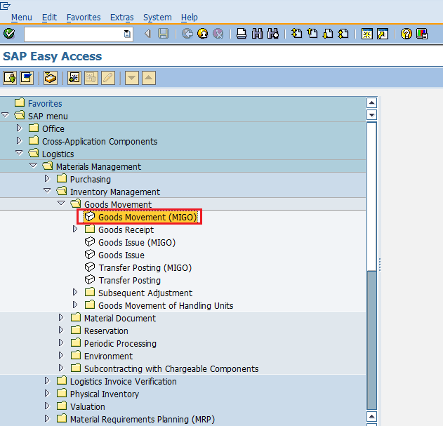 SAP create GR path