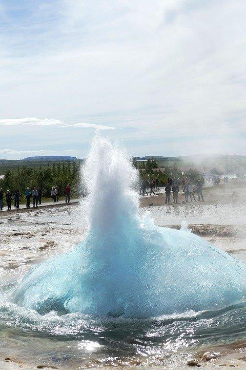 Iceland fountain is a famous tourist destination 