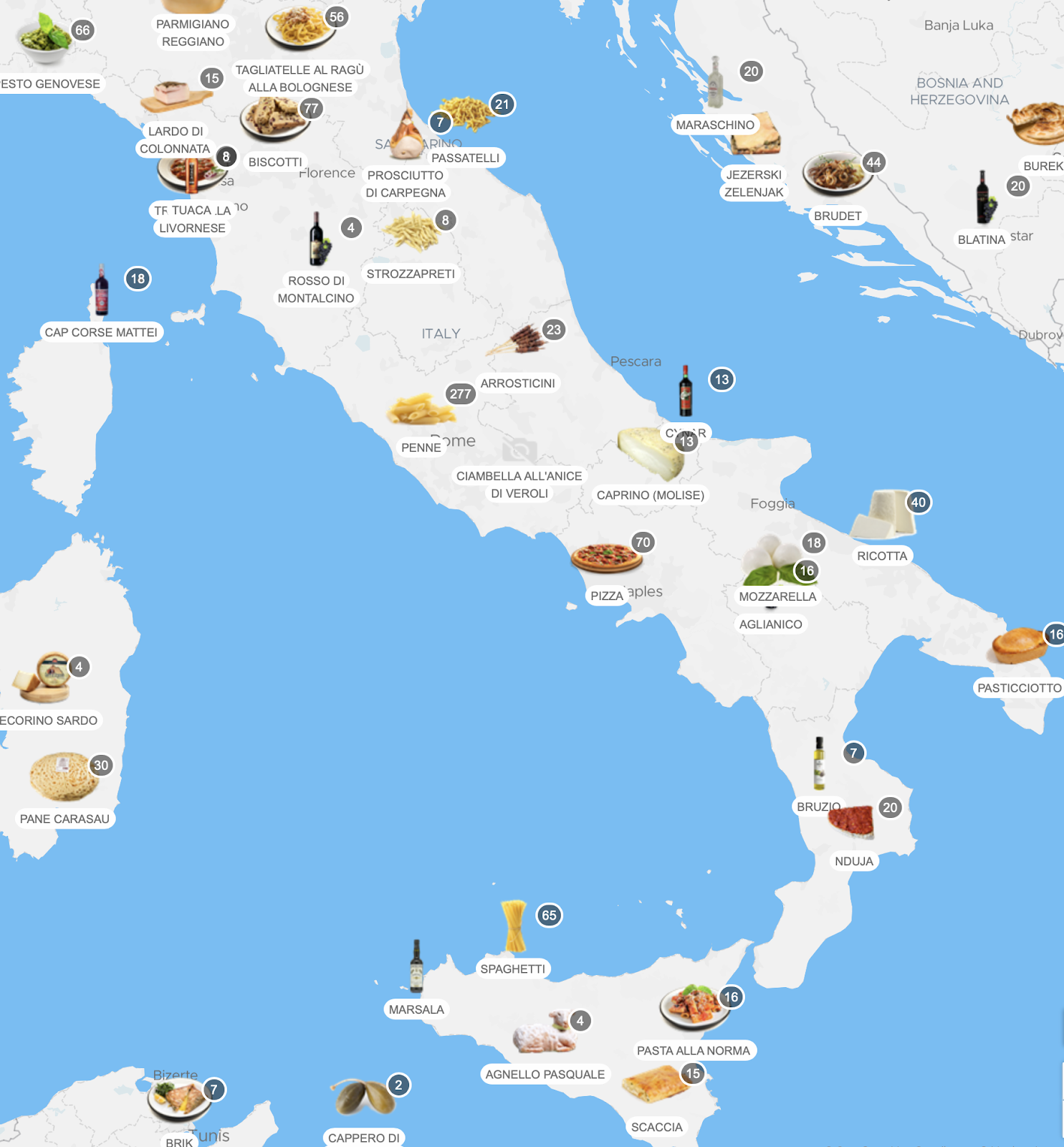 Mapa de comida por local