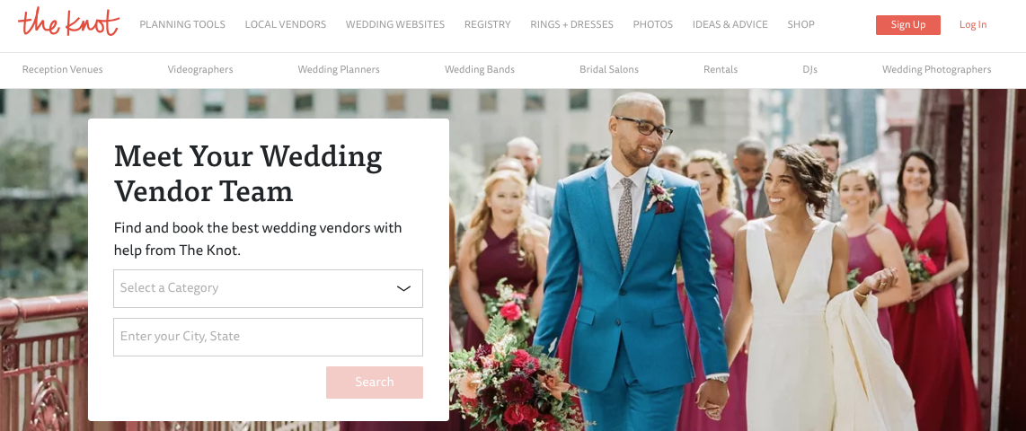wedding vendor search the knot
