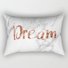 Rose gold dream on marble background throw pillow cushion on Society6