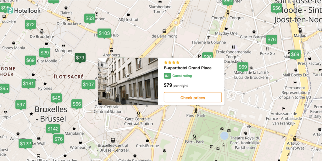 map widget from hotellook affiliate program 