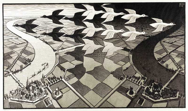 Day and Night, 1935, woodblock print