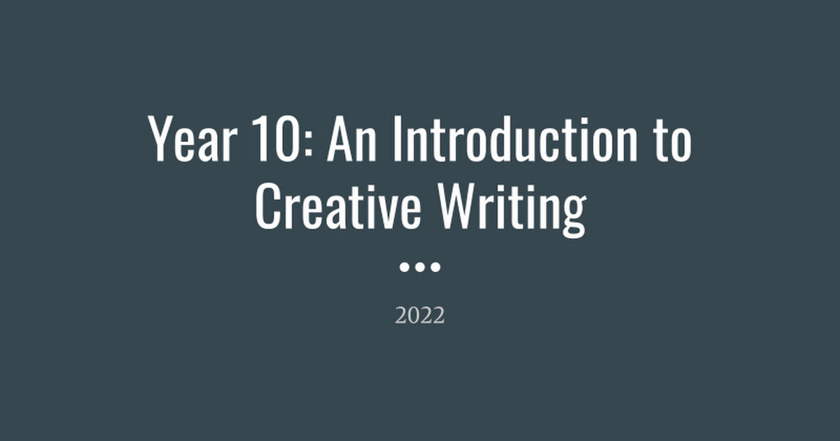 year 10 creative writing lesson