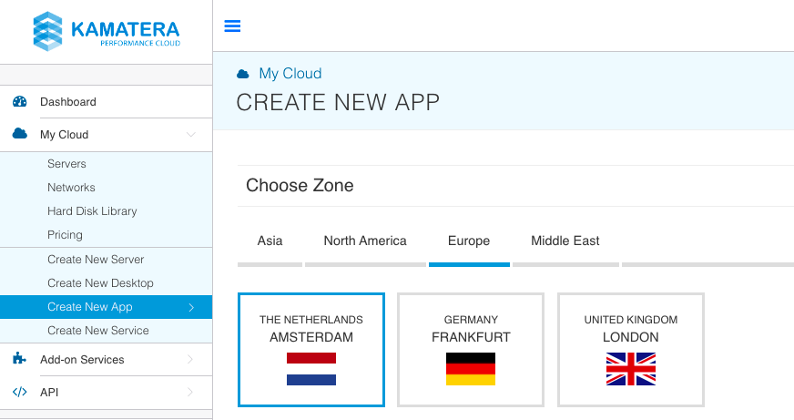 choose location for new one-click app