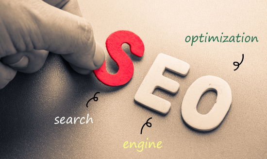 SEO - otimização de mecanismos de busca - em letras