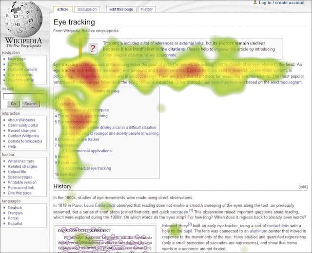 heat map na página da wikipedia